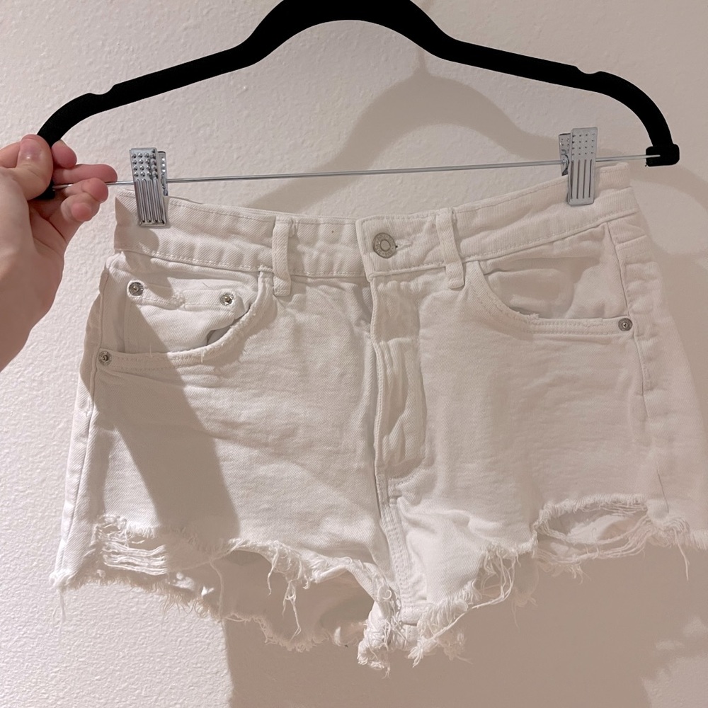 White jean shorts